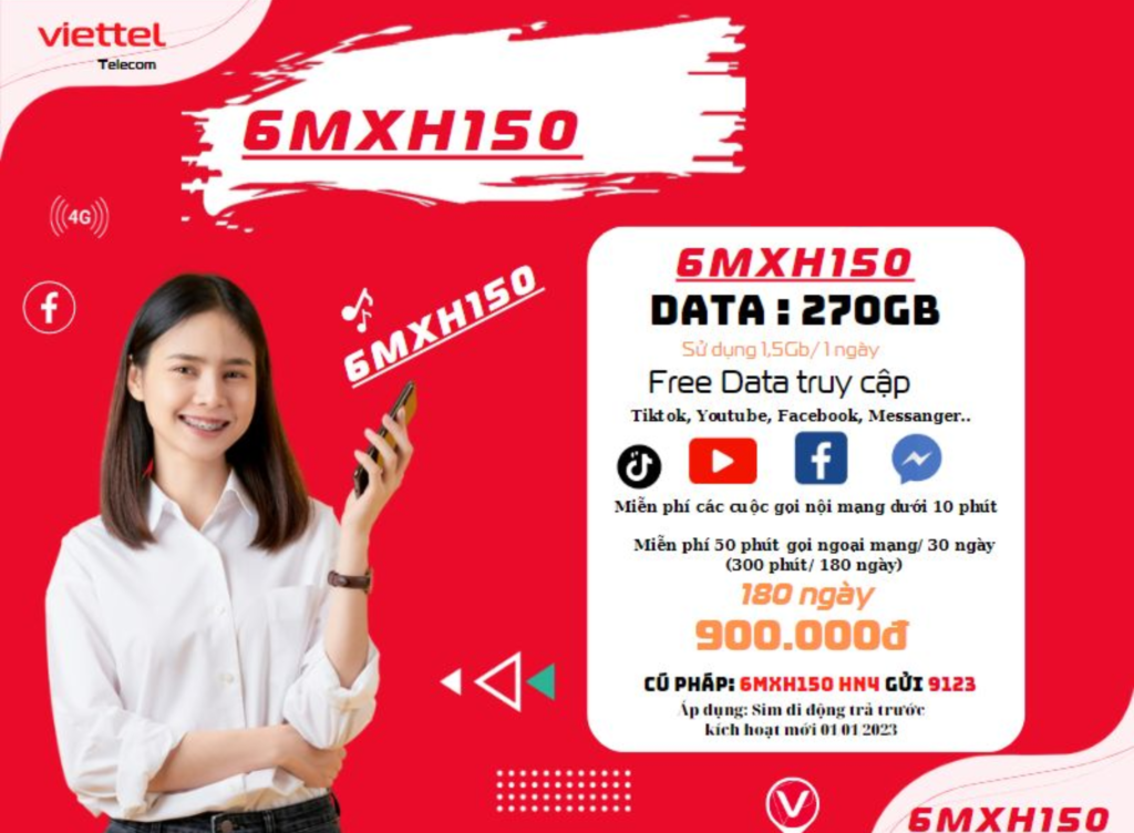 Gói cước tháng 6MXH150