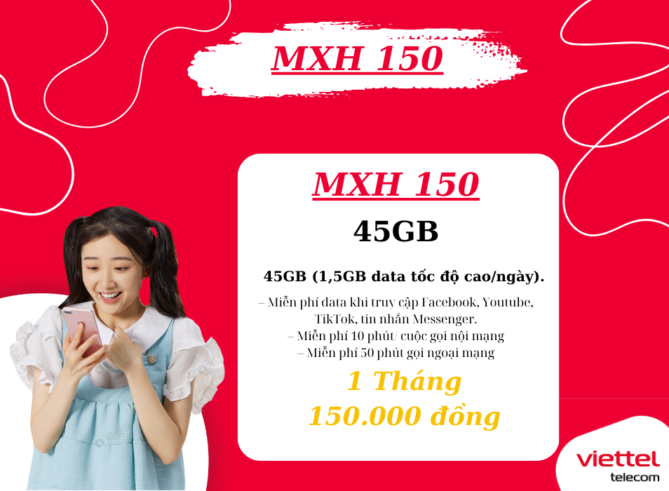 gói MXH150 Viettel