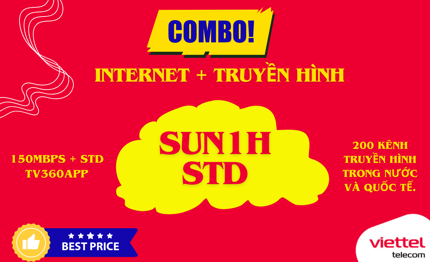 Combo internet truyền hình Viettel SUN1H-STD