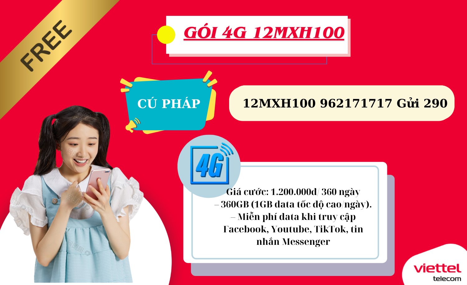 GÓI 4G VIETTEL 12MXH100