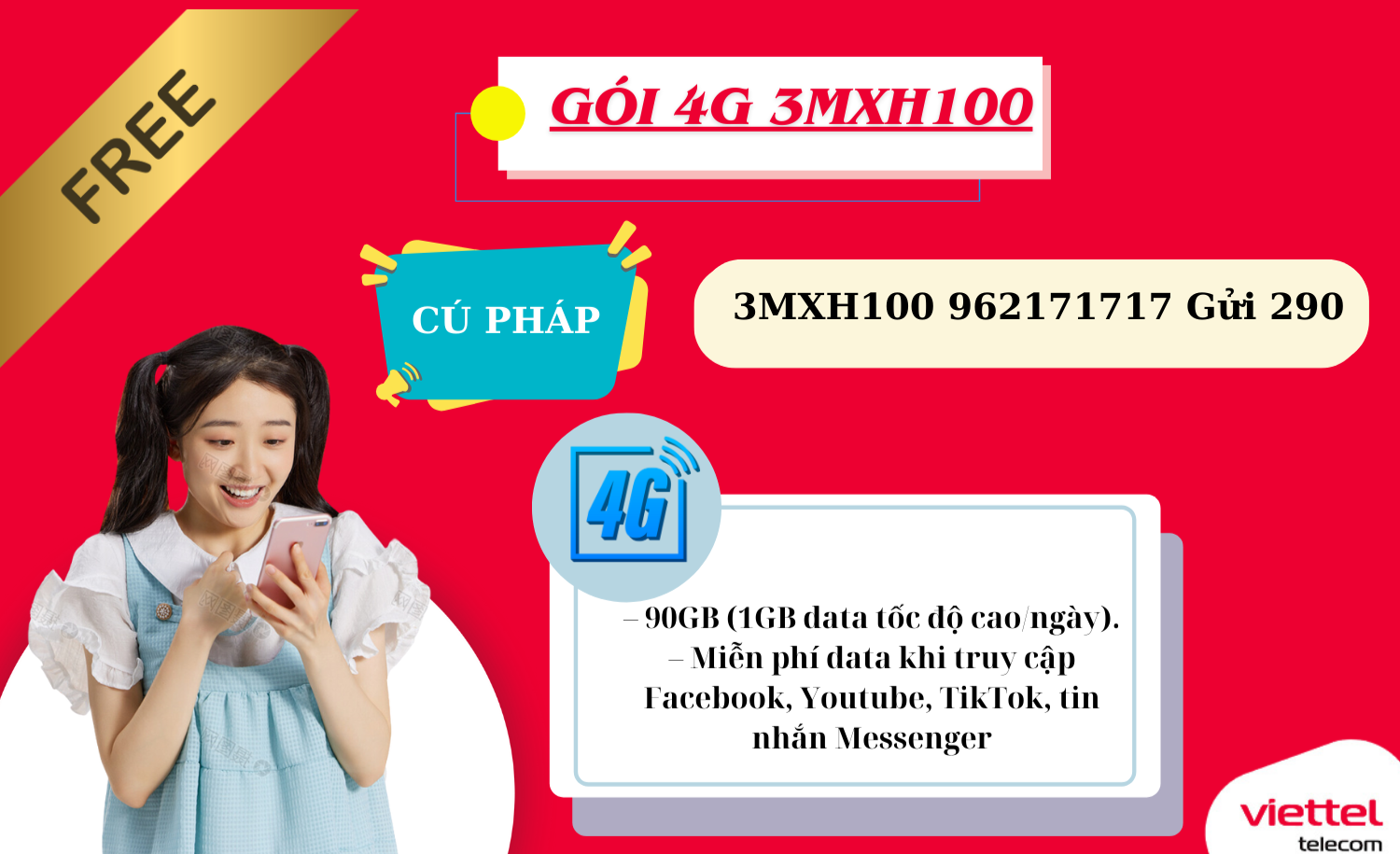 GÓI 4G VIETTEL 3MXH100 