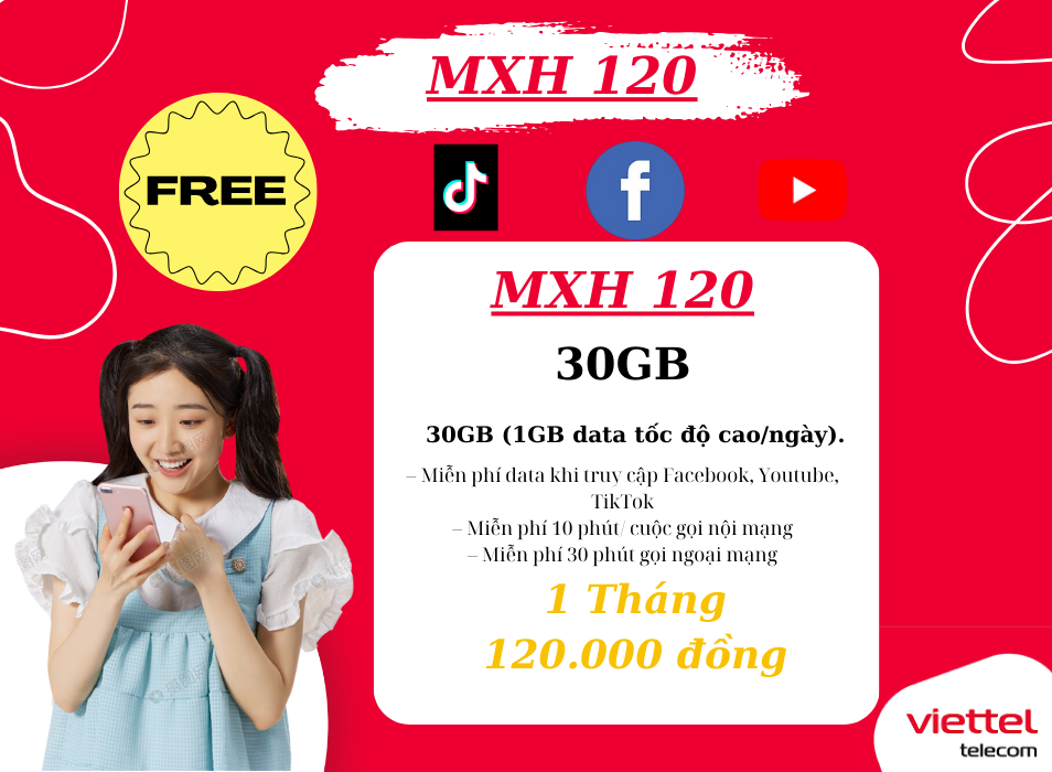 gói mxh120 viettel