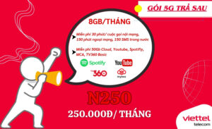 GÓI CƯỚC COMBO TRẢ SAU ƯU ĐÃI N250 VIETTEL