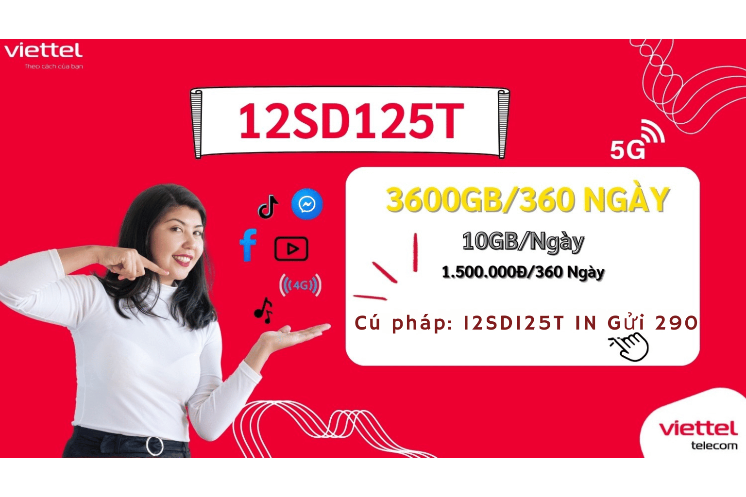 Gói 5G Viettel 12SD125T – 3600GB Data Siêu Tốc Trong 12 Tháng