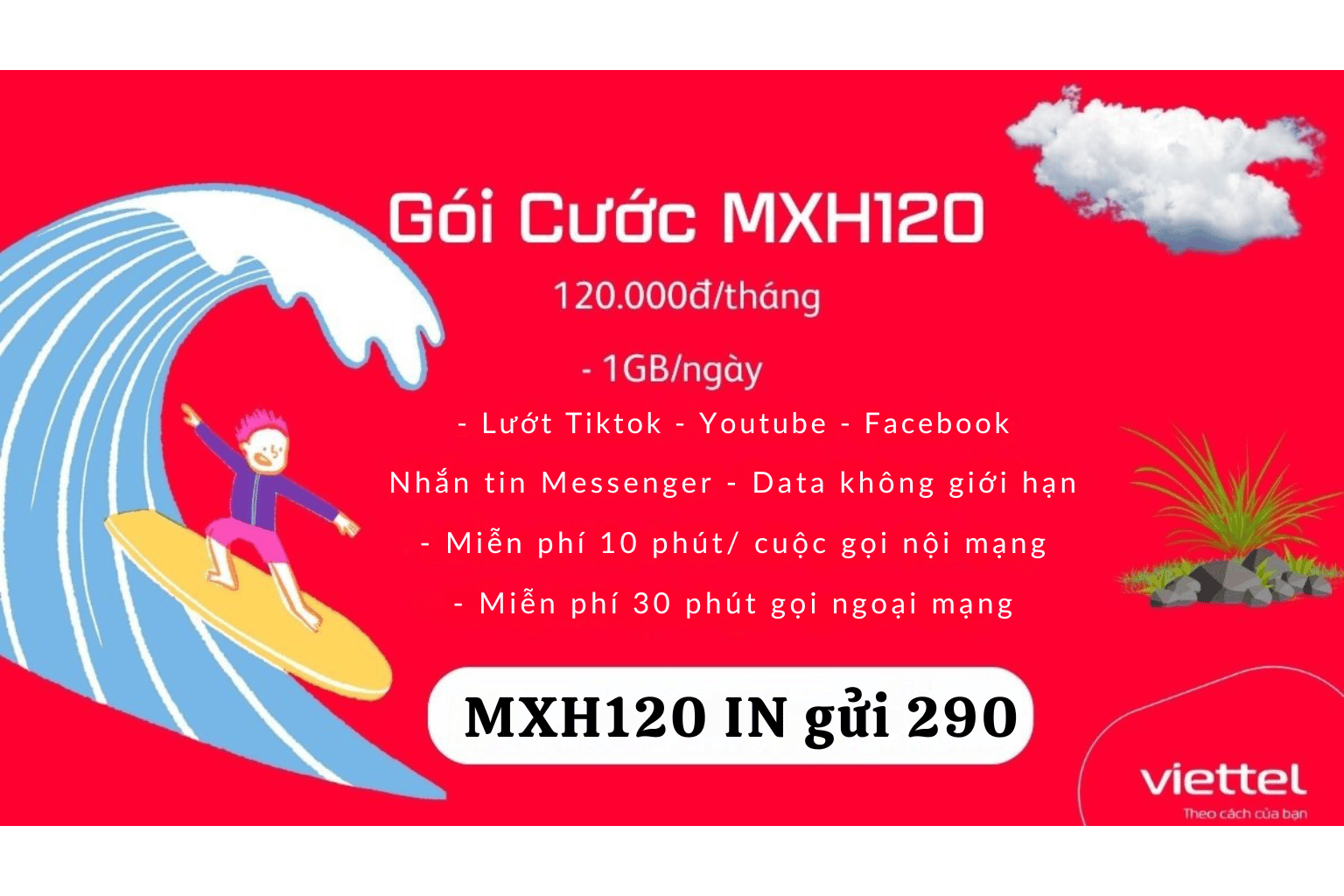 GÓI CƯỚC MXH120 VIETTEL – "LƯỚT MẠNG CỰC ĐÃ, GỌI THOẢI MÁI MỖI NGÀY"