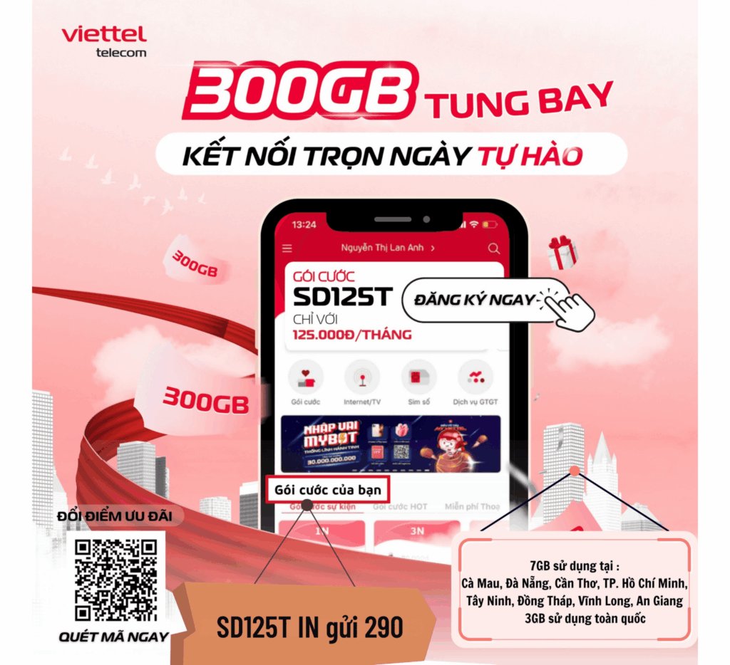 300GB TUNG BAY - KẾT NỐI TRỌN NGÀY TỰ HÀO CÙNG VIETTEL