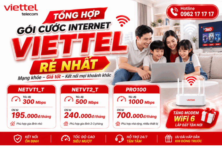 Tổng hợp gói cước internet Viettel Rẻ Nhất