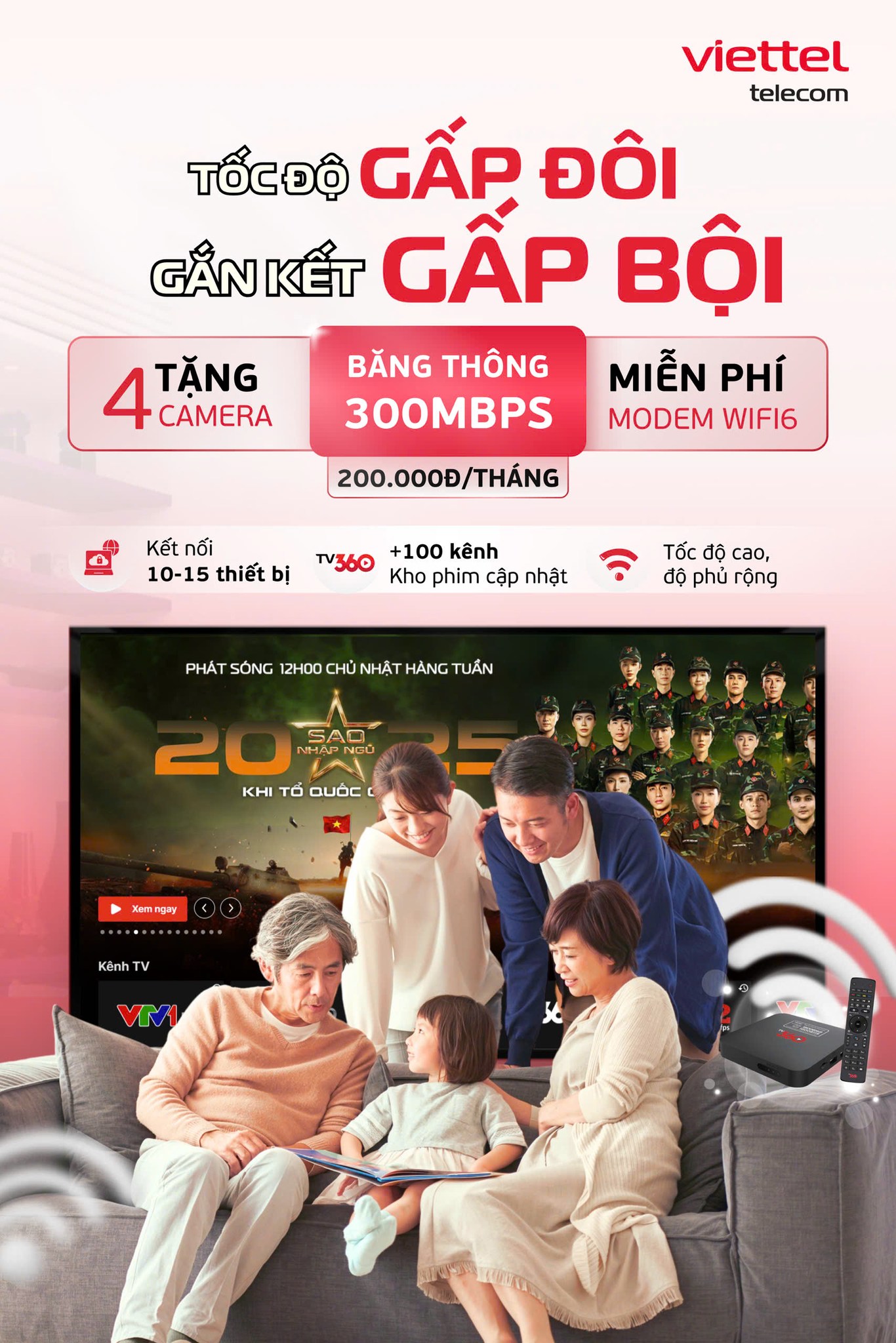 Lắp Đặt Combo Internet + Truyền Hình Viettel - Giải trí đỉnh cao, an tâm tuyệt đối cho cả gia đình