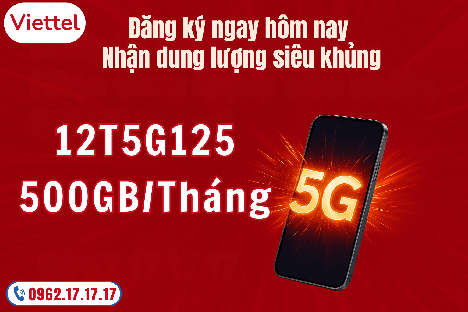 Cách đăng ký gói 12T5G125 Viettel