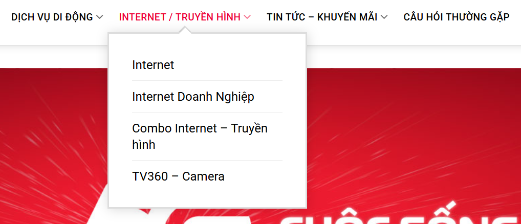 Chọn mục Internet Truyền hình