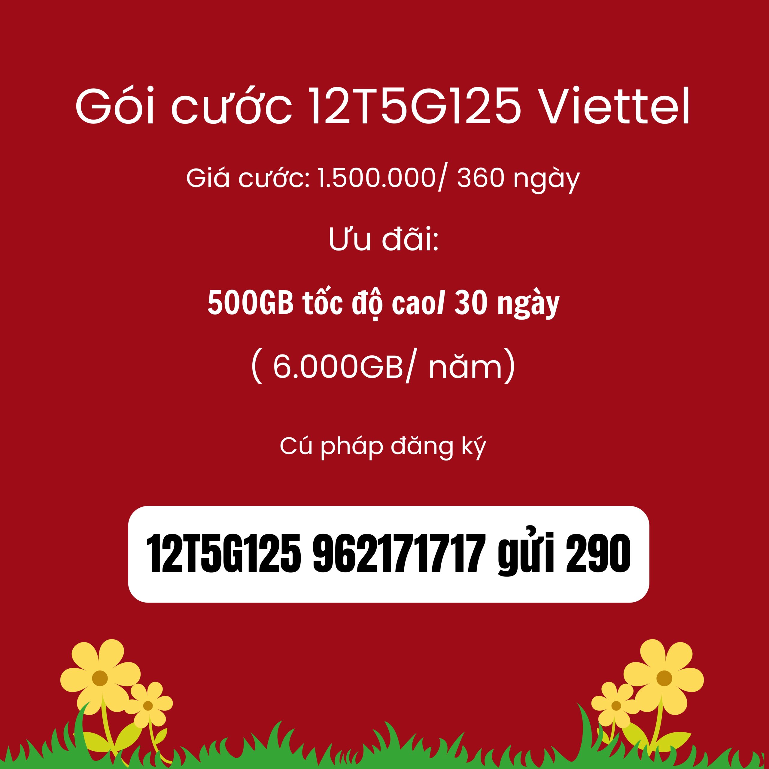 Gói cước 12T5G125 viettel