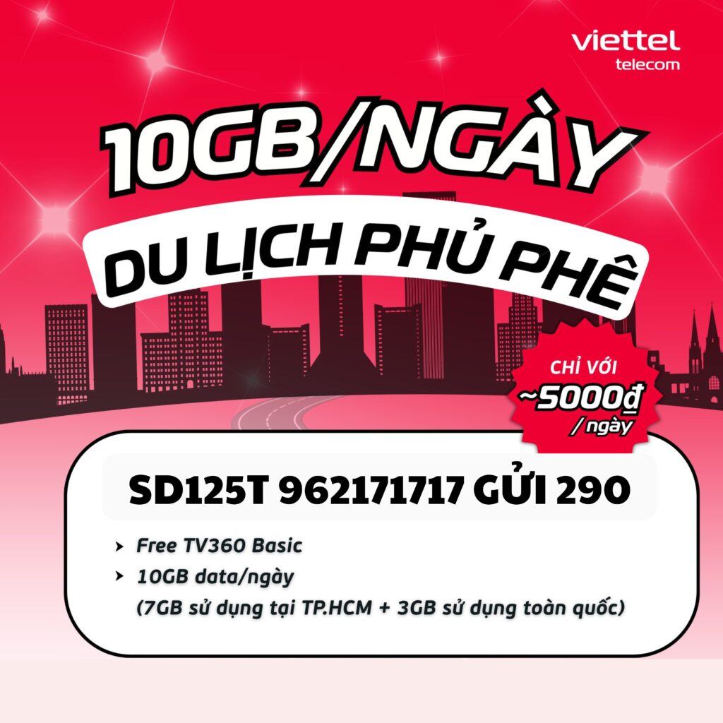 Gói SD125T Viettel – 300GB Data Tốc Độ Cao, Lướt Mạng Siêu Mượt Chỉ 125.000đ/Tháng