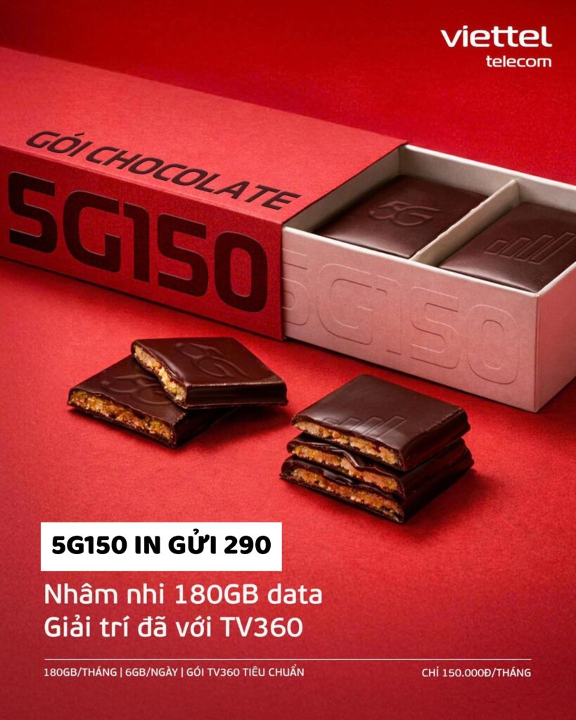 Gói 5G150 Viettel – 180GB Data/Tháng, Giải Trí TV360 Chỉ 150K/30 Ngày