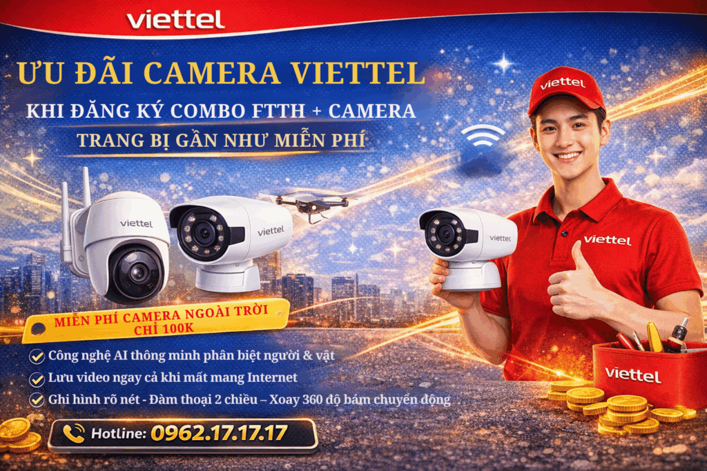 Ưu Đãi Camera Viettel Khi Đăng Ký Combo FTTH + Camera – Trang Bị Gần Như Miễn Phí