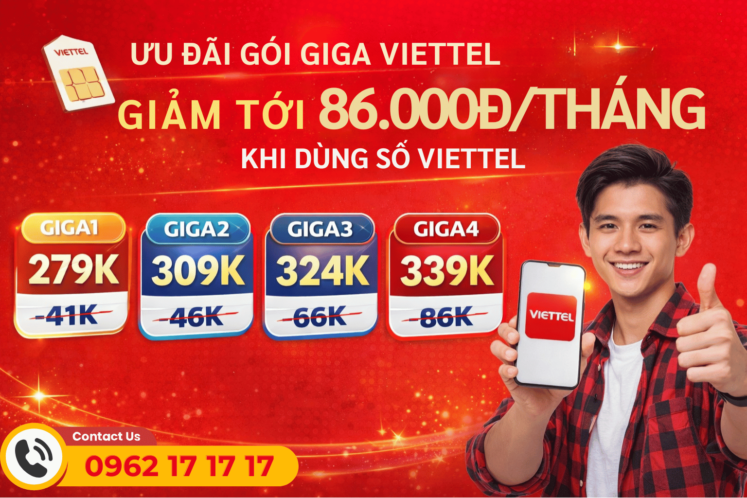 Ưu Đãi Giảm Giá Gói GIGA Viettel – Giảm Tới 86.000đ/Tháng Khi Dùng Số Viettel
