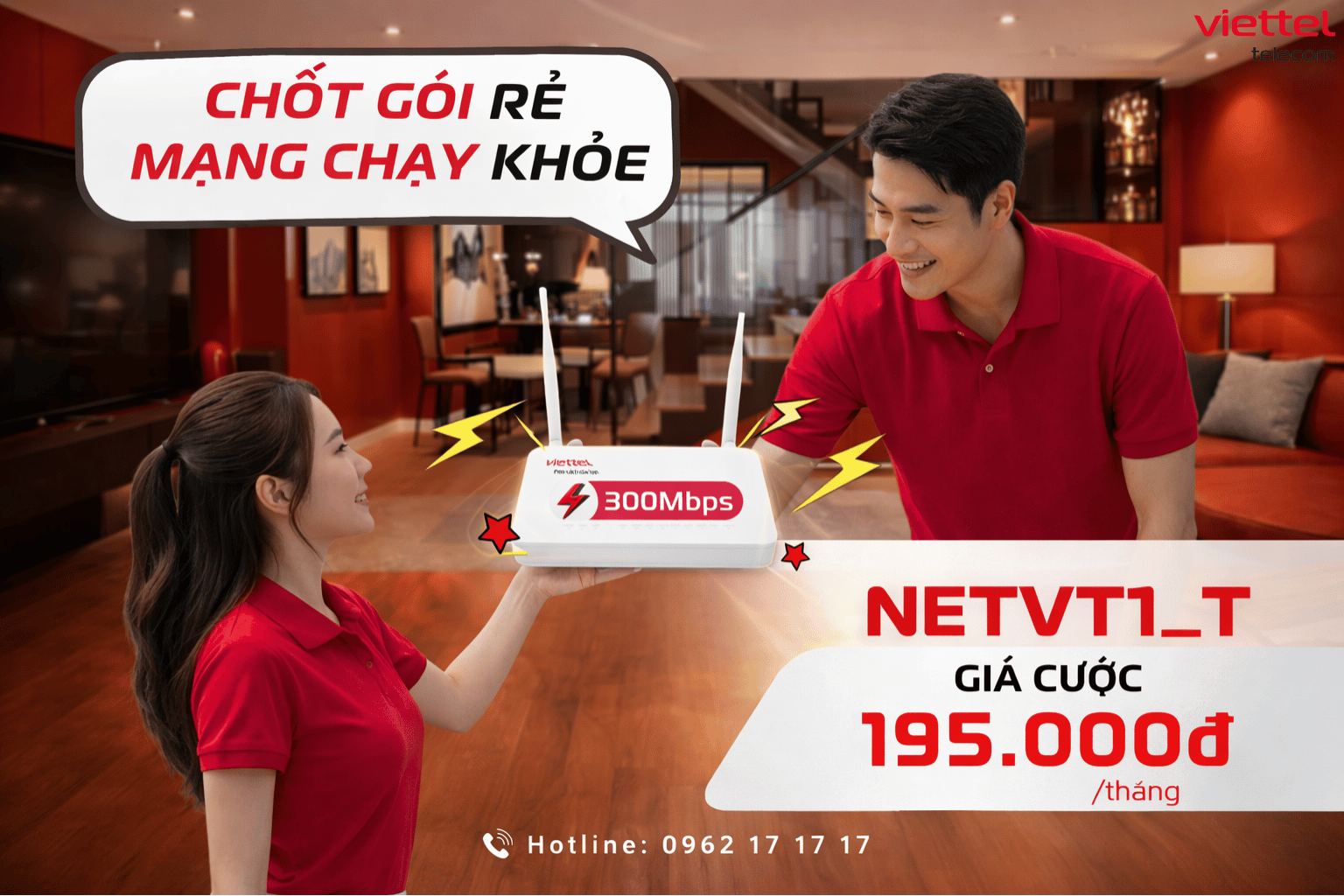 NETVT1_T Viettel TP.HCM: Gói Internet 300Mbps Giá Tốt, WiFi 6 Ổn Định Cho Gia Đình