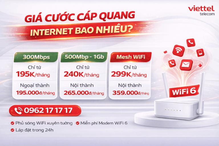 Giá cước cáp quang Viettel