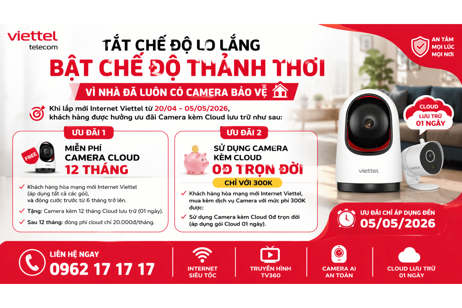 Khuyến Mãi Camera Viettel 2026: Lắp Internet Mới, An Tâm Hơn Với Ưu Đãi Camera Kèm Cloud Hấp Dẫn