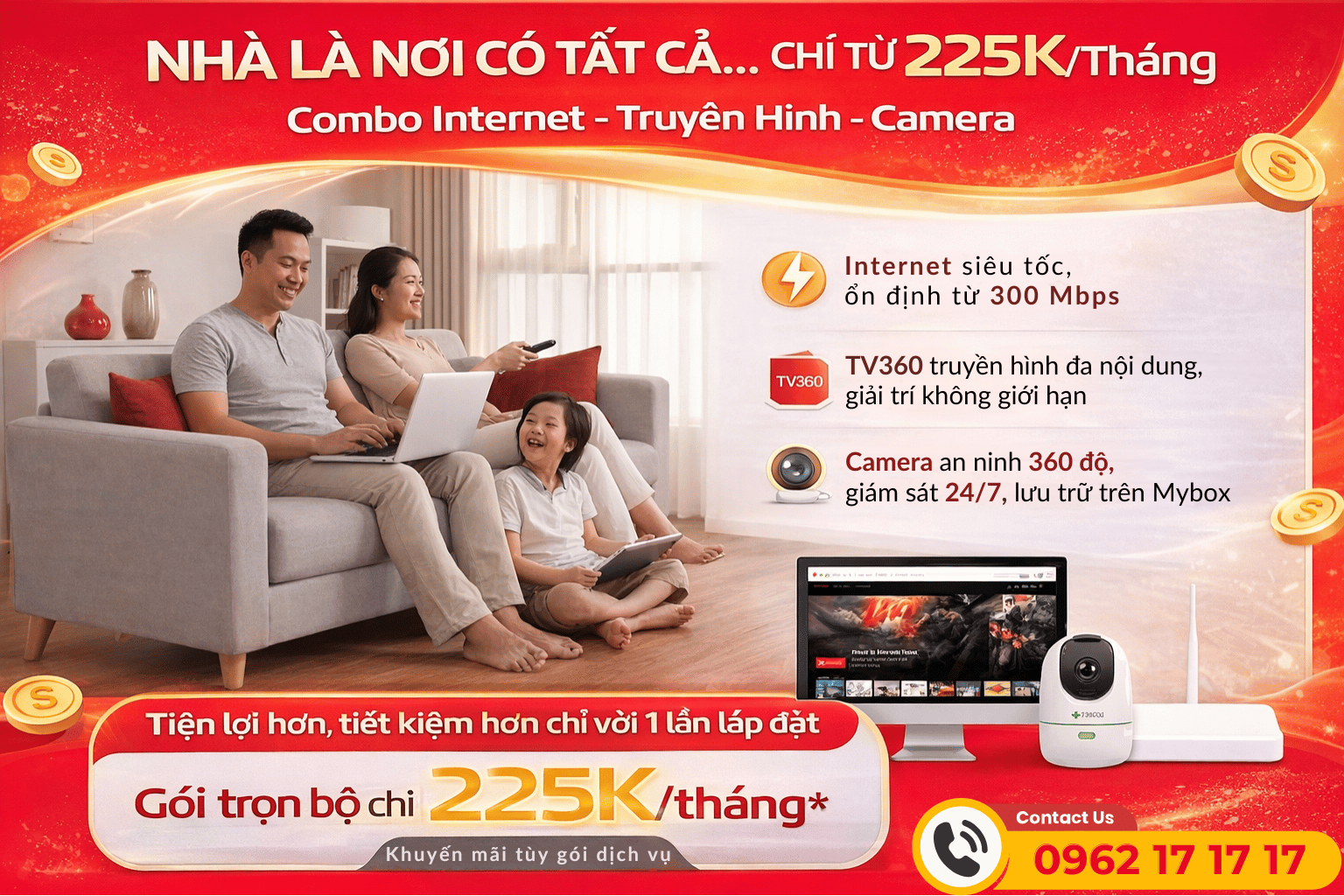 Combo Internet - Truyền Hình - Camera Viettel Chỉ Từ 225K/Tháng: Giải Pháp Trọn Bộ Cho Gia Đình Hiện Đại