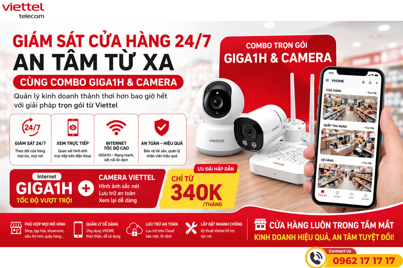 Combo GIGA1H Và Camera Viettel: Giải Pháp Giám Sát Cửa Hàng 24/7, An Tâm Từ Xa