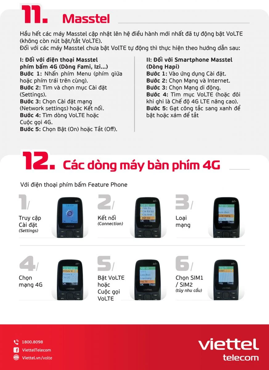Cách bật VoLTE trên Masstel và các dòng máy bàn phím 4G