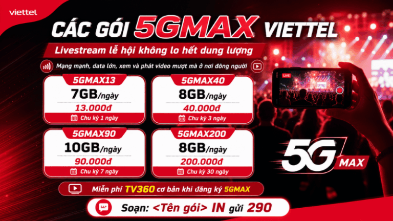 Các Gói 5GMAX Viettel