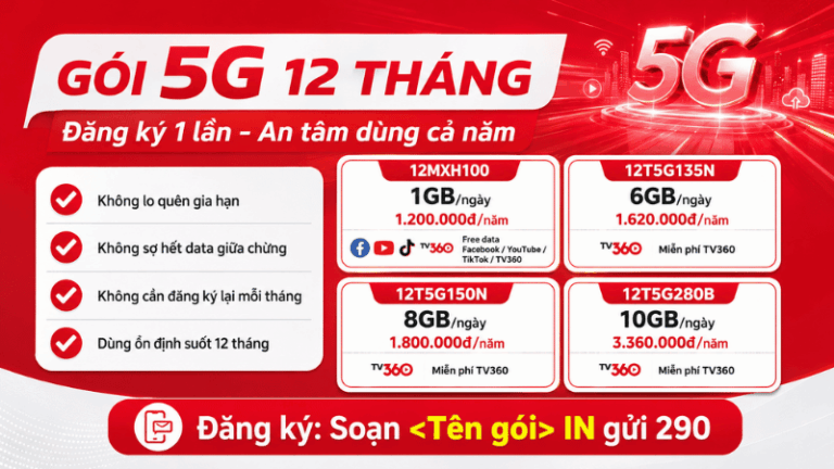 Gói 5G 12 Tháng Viettel