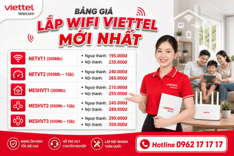 Bảng giá lắp wifi Viettel mới nhất