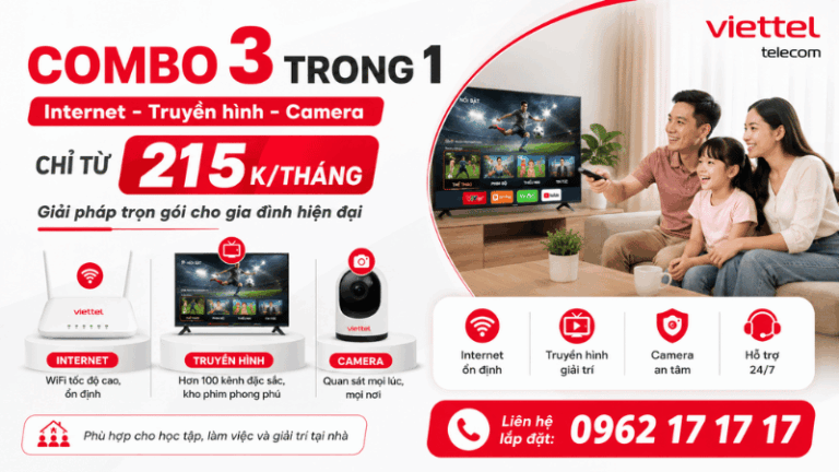 Combo 3 Trong 1 Viettel Chỉ 215K/Tháng