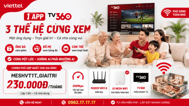 Combo MESHVT1T_GIAITRI Viettel 230K/Tháng