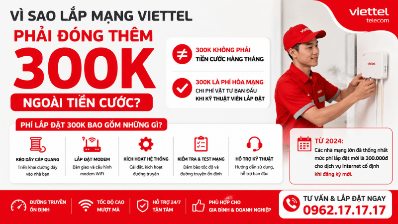 Vì Sao Lắp Mạng Viettel Phải Đóng Phí Lắp Đặt 300K Ngoài Tiền Cước?