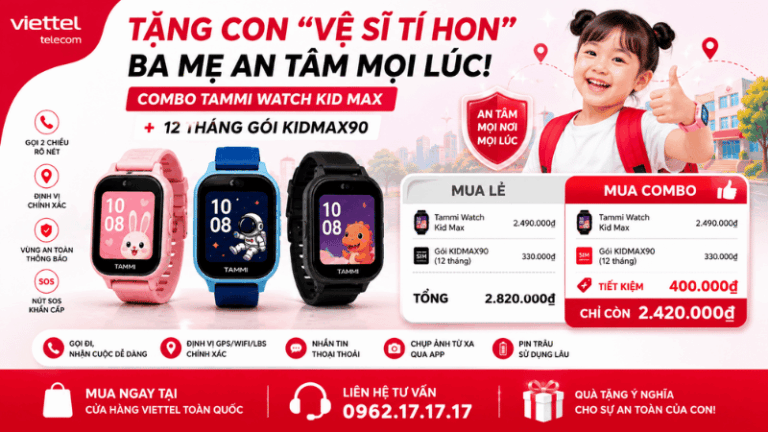 Combo Tammi Watch Kid Max + 12 Tháng KIDMAX90