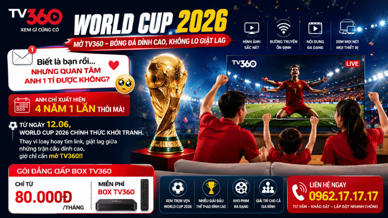 TV360 World Cup 2026 - Mở TV360 Là Có Bóng Đá Đỉnh Cao, Không Lo Giật Lag