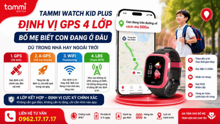 Tammi Watch Kid Plus – Đồng Hồ Định Vị GPS 4 Lớp