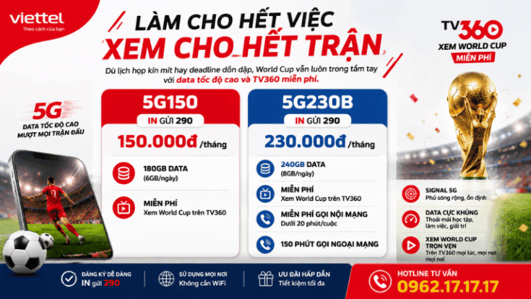 Gói 5G150 Và 5G230B Viettel