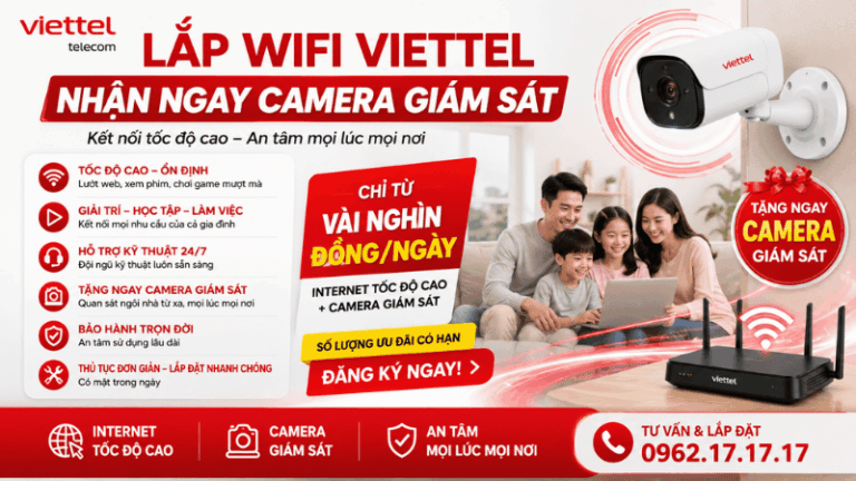 Lắp Mạng Viettel Tặng Camera Giám Sát