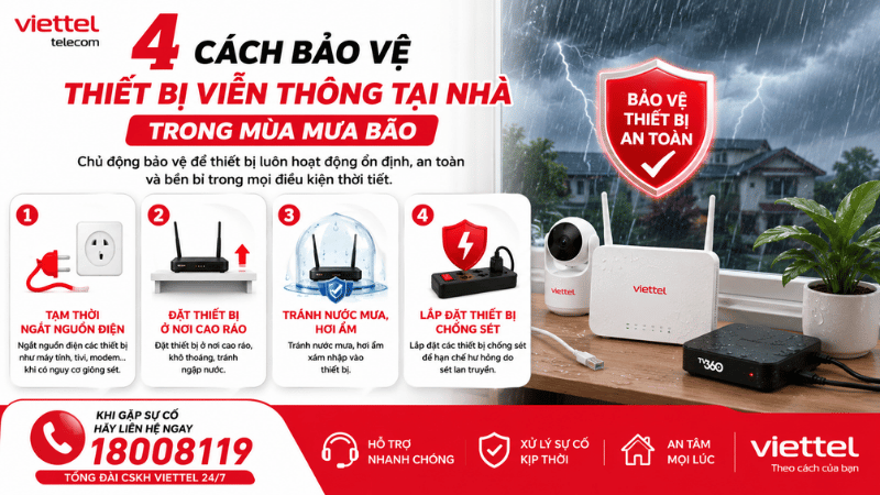 4 Cách Bảo Vệ Thiết Bị Viễn Thông Viettel Tại Nhà Trong Mùa Mưa Bão