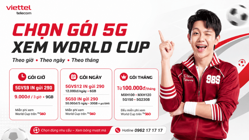 Chọn Gói 5G Viettel Xem World Cup Theo Nhu Cầu - Từ 9.000đ Đến Gói Tháng Data Khủng