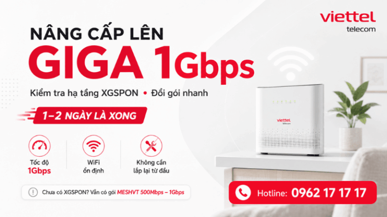 Nâng Cấp Internet Viettel Lên GIGA 1Gbps