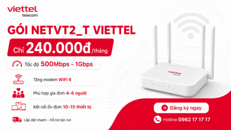 Gói NETVT2_T Viettel 240K/Tháng