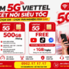 Sim 5G Viettel Data Khủng - Lựa Chọn 500GB/Tháng Hoặc Miễn Phí YouTube, TikTok, Messenger