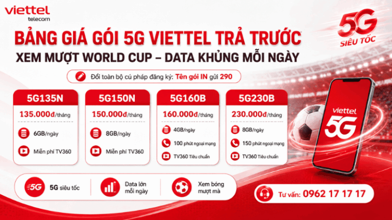 Gói 5G Viettel Xem World Cup Mượt Mà