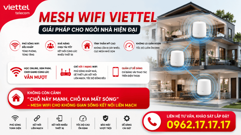 Mesh WiFi Viettel - Giải Pháp Phủ Sóng WiFi Mạnh Cho Ngôi Nhà Hiện Đại
