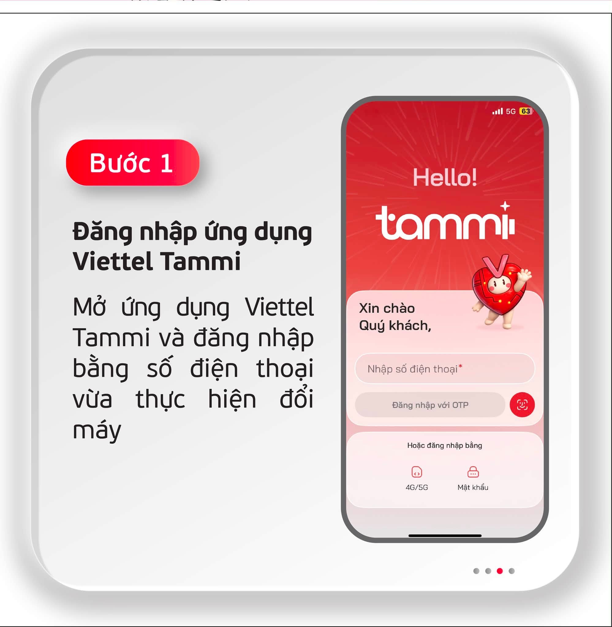 Bước 1: Đăng nhập ứng dụng Viettel Tammi