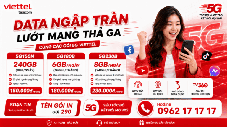 Data Ngập Tràn – Lướt Mạng Thả Ga Cùng Các Gói 5G Viettel