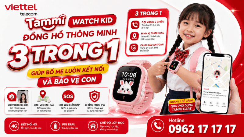 Tammi Watch Kid – Đồng Hồ Thông Minh 3 Trong 1 Giúp Bố Mẹ Luôn Kết Nối Và Bảo Vệ Con