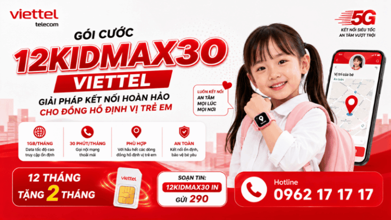 Gói Cước 12KIDMAX30 Viettel