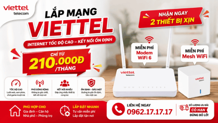 Lắp Mạng Viettel 210K/Tháng