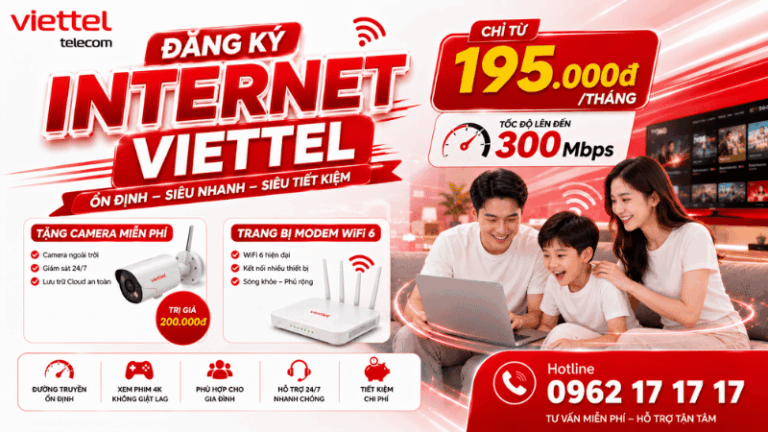 Đăng Ký Internet Viettel Chỉ Từ 195.000đ/Tháng