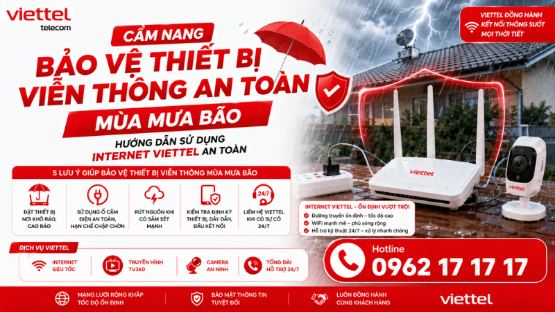 Cẩm Nang Bảo Vệ Thiết Bị Viễn Thông An Toàn Mùa Mưa Bão - Hướng Dẫn Sử Dụng Internet Viettel An Toàn